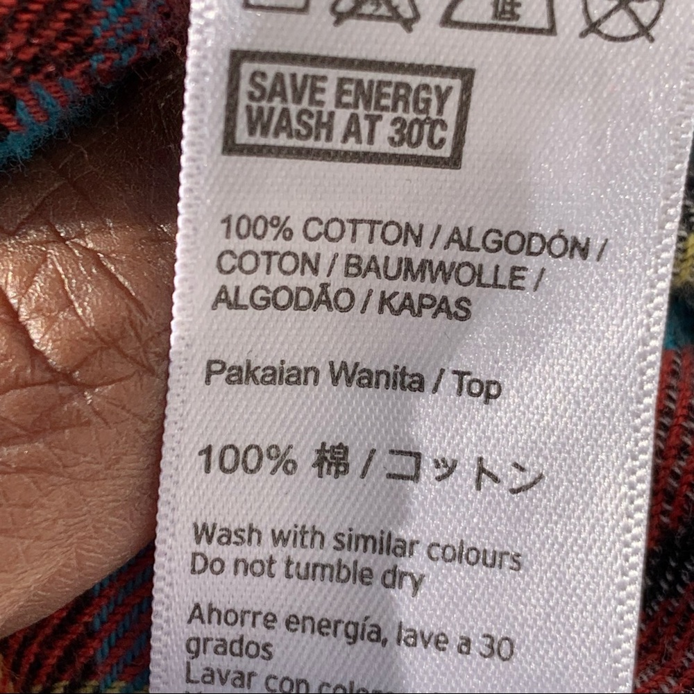 Topshop Button Down Cropped Flannel Patch Pockets… - image 4